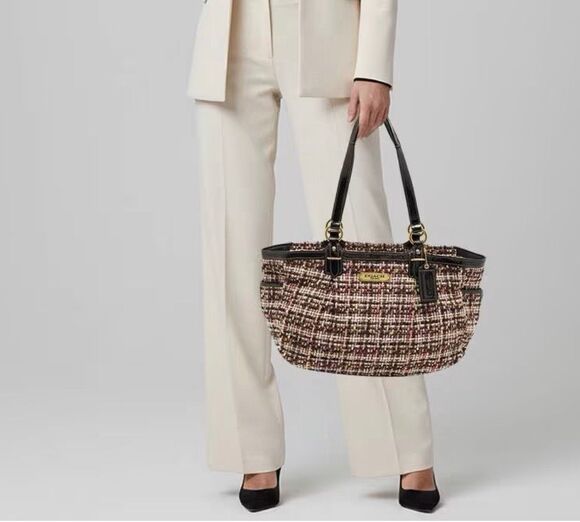 Coach Handbags - Coach Black/Multicolor Galaxy Tweed and Patent Leather Satchel